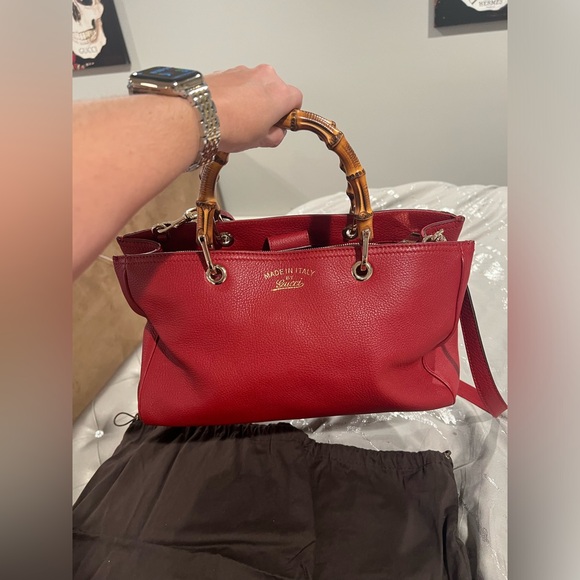 Authentic red Gucci bamboo bag - Picture 3 of 7